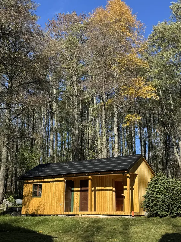 Sauna in the autumn Šumava forest
